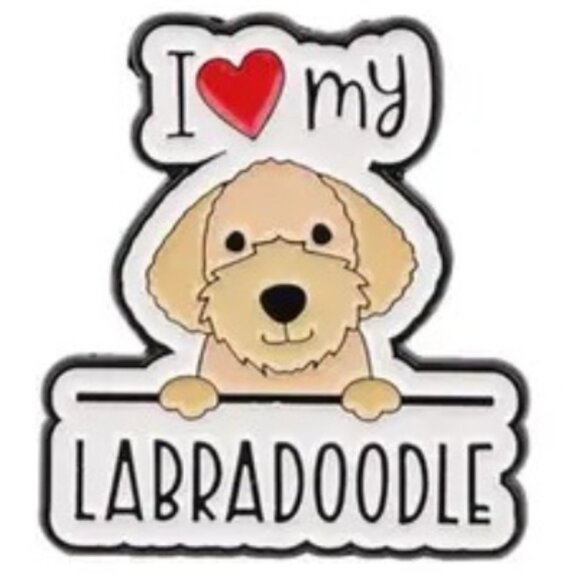 NEW! I Love My Labradoodle Labrador Poodle Pup Enamel Pin Brooch - Picture 5 of 5